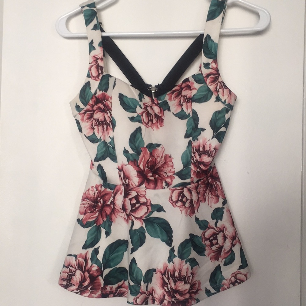 Papaya White Floral Top with Unique Cage Design